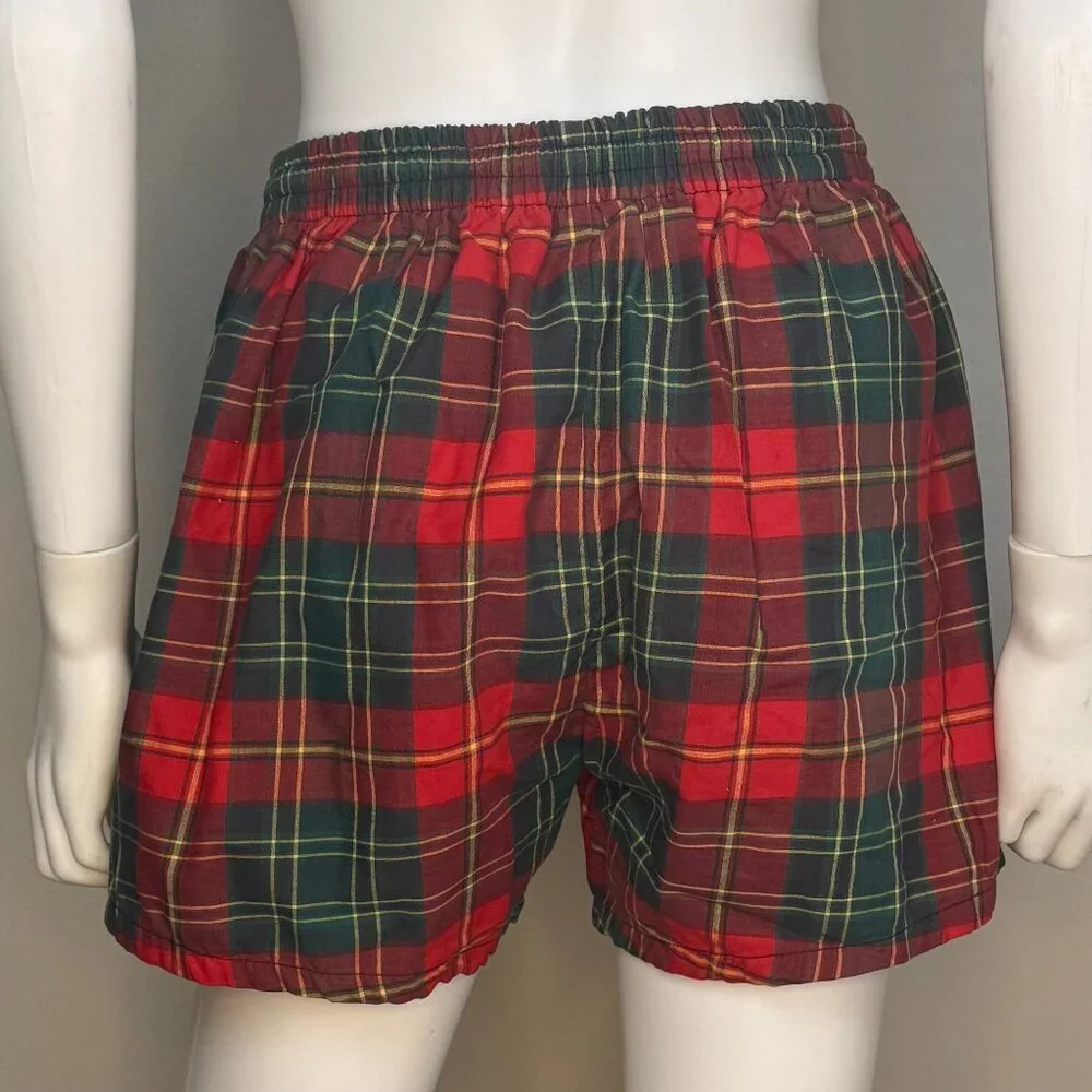 Vintage 1950s Men’s Red Plaid Swim Trunks McGregor Swim n Play Size Small Shorts